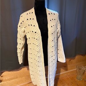 moon & madison Cream Crochet Open-Front Cardigan